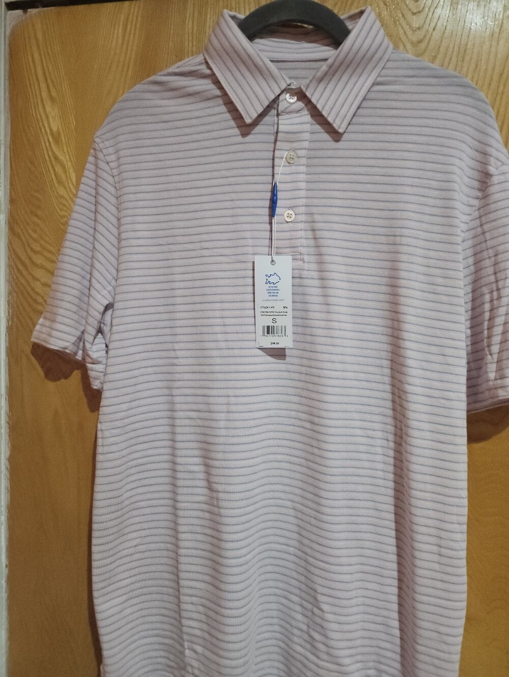 Southern Tide Pink Striped Polo Shirt - Short Sleeve